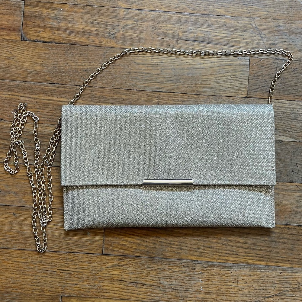 Gold Shimmer Envelope Crossbody